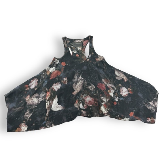 AllSaints Lost Game Racer Vest tank top bird floral All Saints size 8 100% silk - Picture 2 of 10